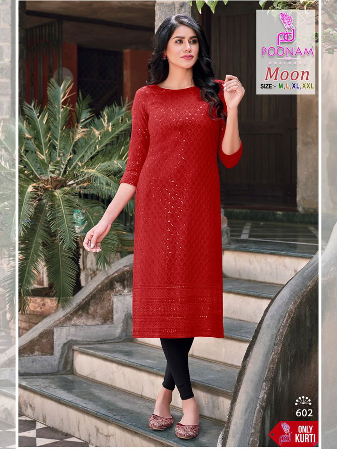 Poonam Moon 601 Series Designer Kurtis Catalog
